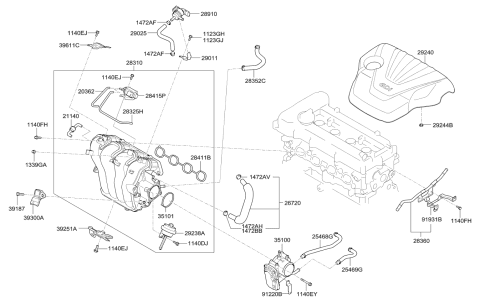2012 Kia Rio Gasket-Throttle Body Diagram for 283132B600