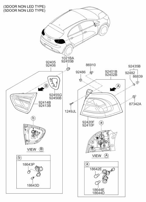 2014 Kia Rio Pad-Rear Combination Lamp Inside Diagram for 924531W010