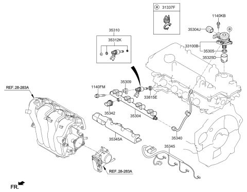 2014 Kia Rio Throttle Body & Injector Diagram