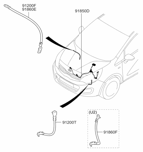 2015 Kia Rio Battery Wiring Assembly Diagram for 918501W111