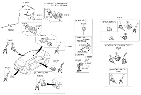2014 Kia Rio Ignition Switch Assembly Diagram for 931103S000