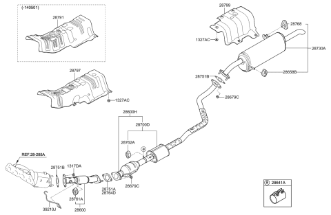 2015 Kia Rio Hanger-Exhaust Pipe Diagram for 287681R000