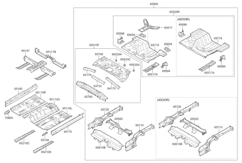 2015 Kia Rio Panel Assembly-Center Floor Diagram for 651101W301