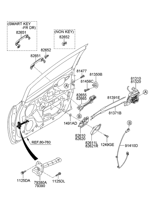 2014 Kia Rio Front Door Latch Assembly, Left Diagram for 813111W000