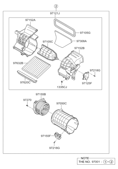 2014 Kia Rio Motor Assembly-Blower Diagram for 971111W100