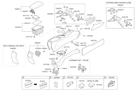 2014 Kia Optima Console Armrest Assembly Diagram for 846604C210NBB