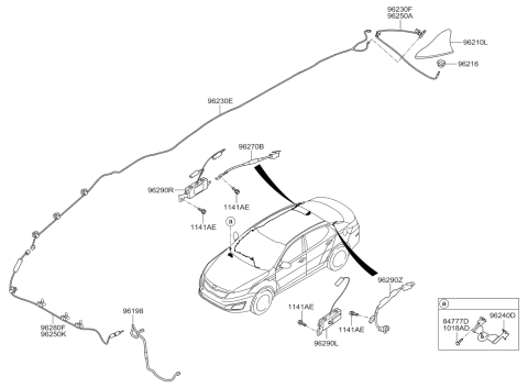 2015 Kia Optima Combination Antenna Assembly Diagram for 962102T700STM