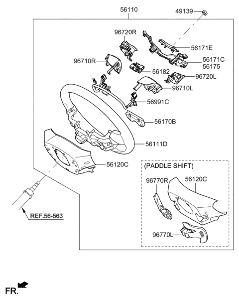 2015 Kia Optima Steering Wheel Body Diagram for 561202TGA0VA