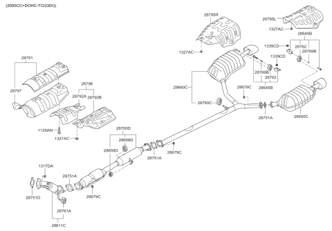 2014 Kia Optima Muffler Assembly, Right Diagram for 287114C100
