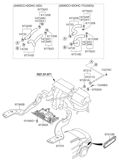 2014 Kia Optima Cover Assembly-Under Diagram for 972854C000UP