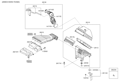 2020 Kia Sportage Air Cleaner Assembly Diagram for 28110D3300