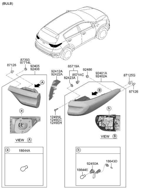 2020 Kia Sportage Rear Holder & Wiring Diagram for 92480D9510