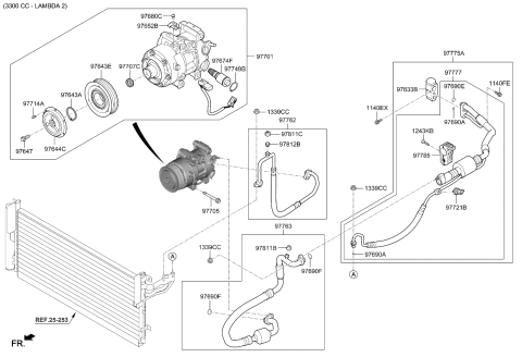 2022 Kia Stinger Pulley Assembly-Air Conditioner Compressor Diagram for 97643F6100