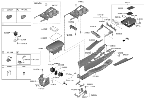 2023 Kia Stinger Console Armrest Assembly Diagram for 84660J5000CD4