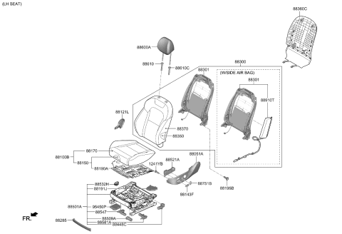 2022 Kia Stinger Switch Assembly-Power Fr Diagram for 88540J5011