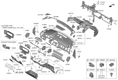 2022 Kia Sorento PANEL-CENTER FACIA Diagram for 84740P2000FMS
