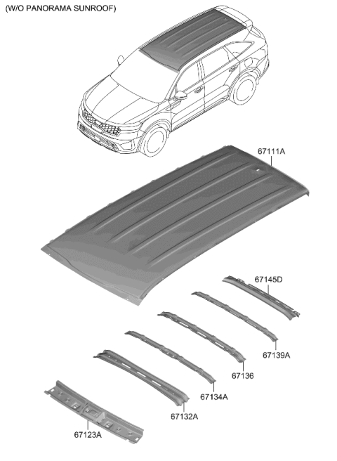 2023 Kia Sorento Roof Panel Diagram 1