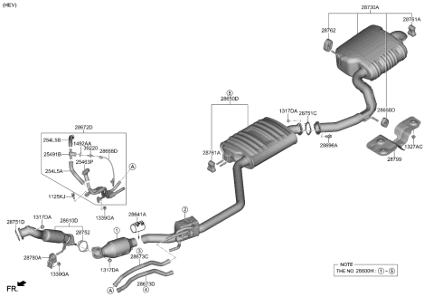 2022 Kia Sorento Hanger-Exhaust Pipe Diagram for 287613M300