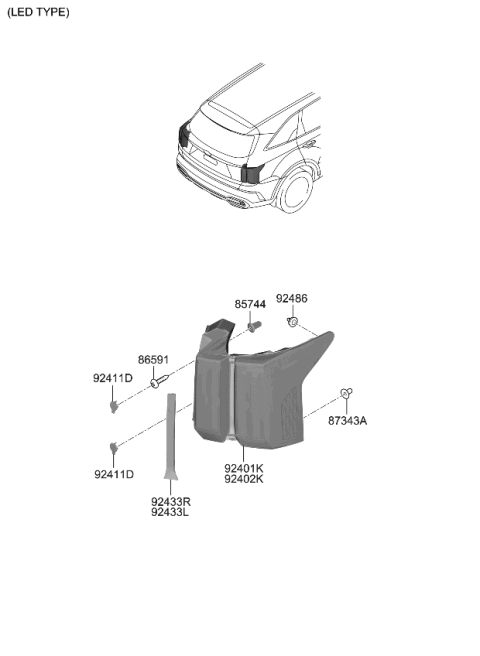2021 Kia Sorento Rear Combination Lamp Diagram 2
