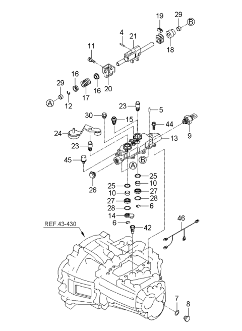 2005 Kia Rio Back Up Lamp Switch Assembly Diagram for 4386923000