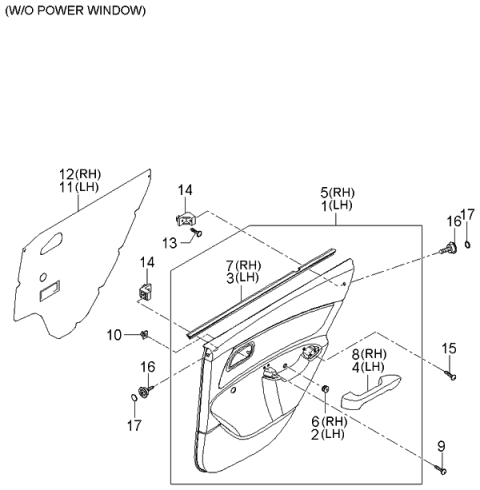 2006 Kia Rio Rear Door Trim Diagram 2