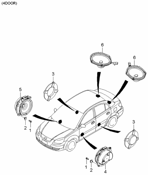 2006 Kia Rio Front Speaker & Protector Assembly, Right Diagram for 963301G011