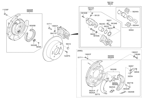 2014 Kia Sportage Packing Rear Brake Assembly, Right Diagram for 582702S300