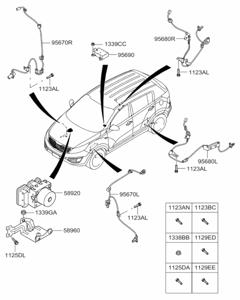 2015 Kia Sportage Anti-Lock Brake Diagram for 589203W810