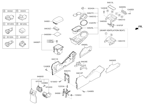 2014 Kia Sportage Cover Assembly-Console U Diagram for 846503WBA0GA7