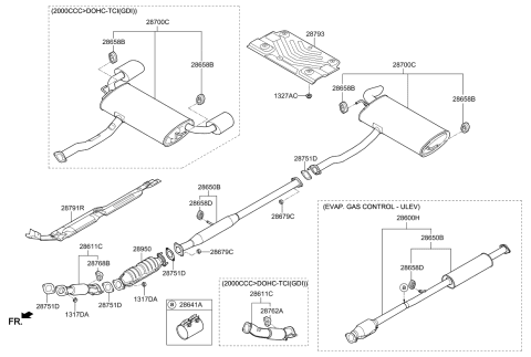 2015 Kia Sportage Main Muffler Assembly Diagram for 287003W910