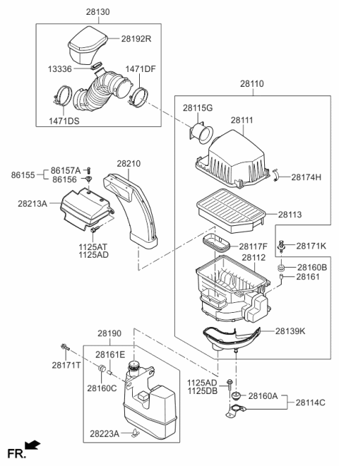 2014 Kia Sportage Air Cleaner Assembly Diagram for 281102S100