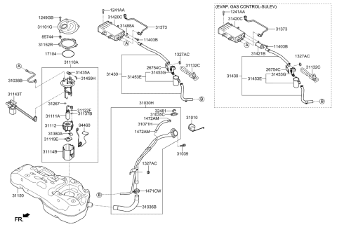 2014 Kia Sportage Fuel Pump Assembly Diagram for 311112W050
