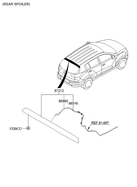 2014 Kia Sportage Rear Washer Nozzle Assembly Diagram for 989313W000