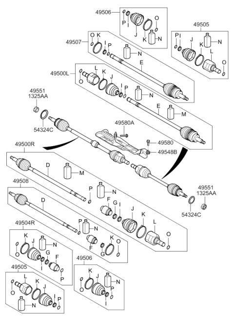2012 Kia Optima Hybrid Drive Shaft (Front) Diagram