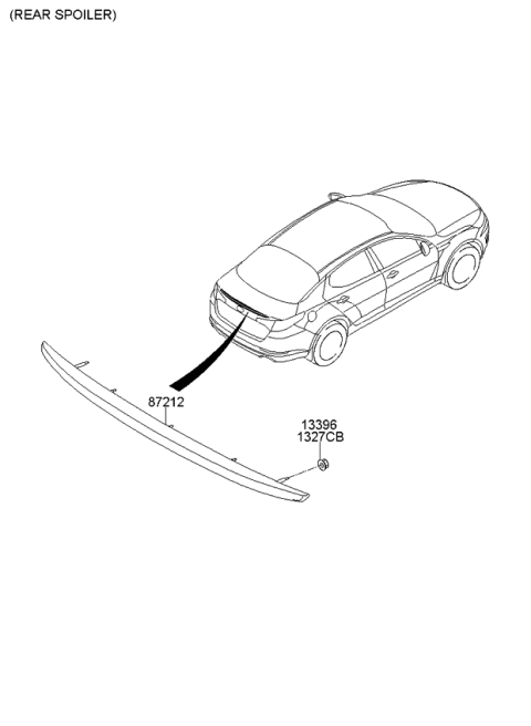 2012 Kia Optima Hybrid Roof Garnish & Rear Spoiler Diagram 2