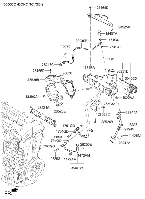 2013 Kia Optima Adapter-Turbo Diagram for 285282G411