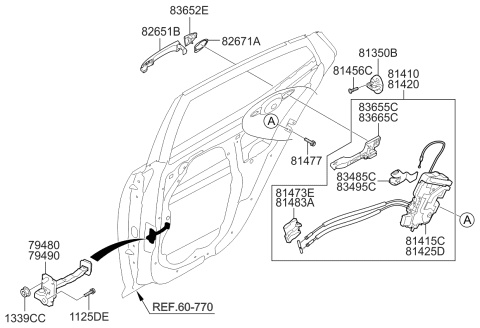 2013 Kia Optima Door Outside Handle Assembly Diagram for 826514C0103D