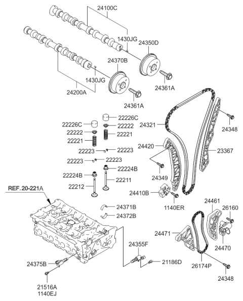2013 Kia Optima Camshaft Assembly-Exhaust Diagram for 242002G750