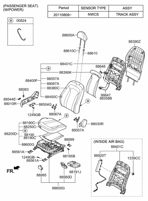 2012 Kia Optima Front Seat Cushion Passenge Covering Diagram for 882604C090MA4