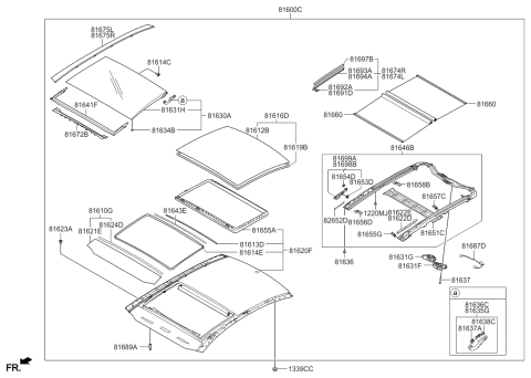 2012 Kia Optima Roller Blind Assembly-Panoramaroof Diagram for 816604C000APU