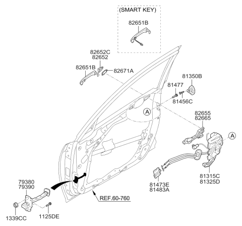 2013 Kia Optima Door Outside Handle Assembly Diagram for 826514C0203D