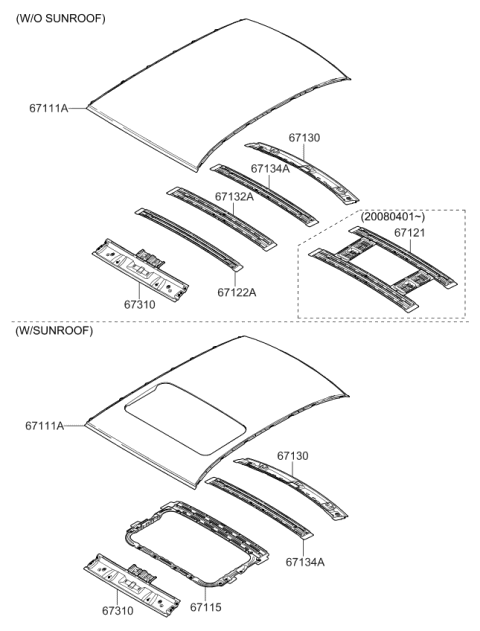 2006 Kia Amanti Ring Assembly-Sunroof Reinforcement Diagram for 671153F050
