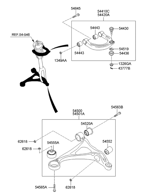 2007 Kia Amanti Ball Joint-Assembly Diagram for 544303F600