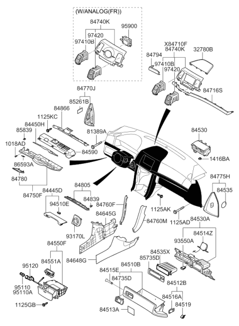 2006 Kia Amanti Passenger Air Bag Assembly Diagram for 845303F500