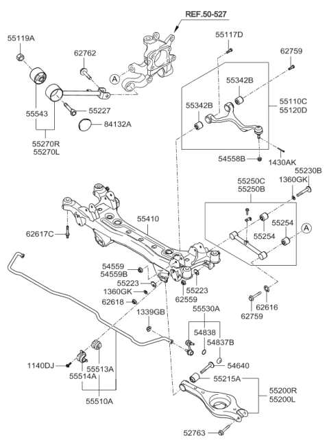 2006 Kia Amanti Arm Complete-Rear Lower Diagram for 552103F600