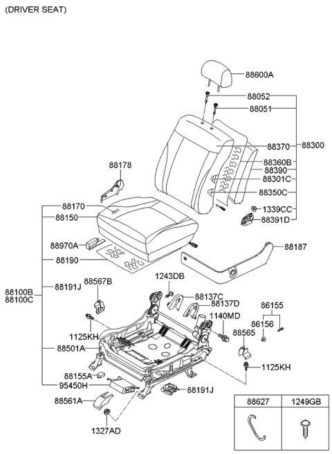2008 Kia Amanti Heater-Front Seat Cushion Diagram for 881903F900