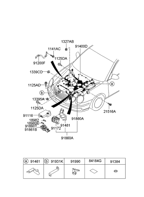 2008 Kia Amanti Battery Wiring Assembly Diagram for 918513F010