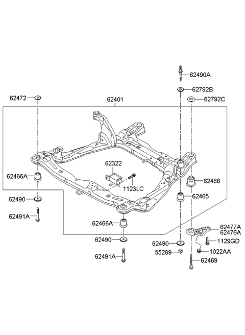 2007 Kia Amanti Plate-CROSSMEMBER Mounting Diagram for 624903F010