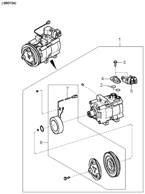 1997 Kia Sephia Clutch-Magnet Diagram for 1K2A361L10