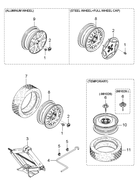 2001 Kia Sephia Wheel-Disc,Steel Diagram for K9965055540